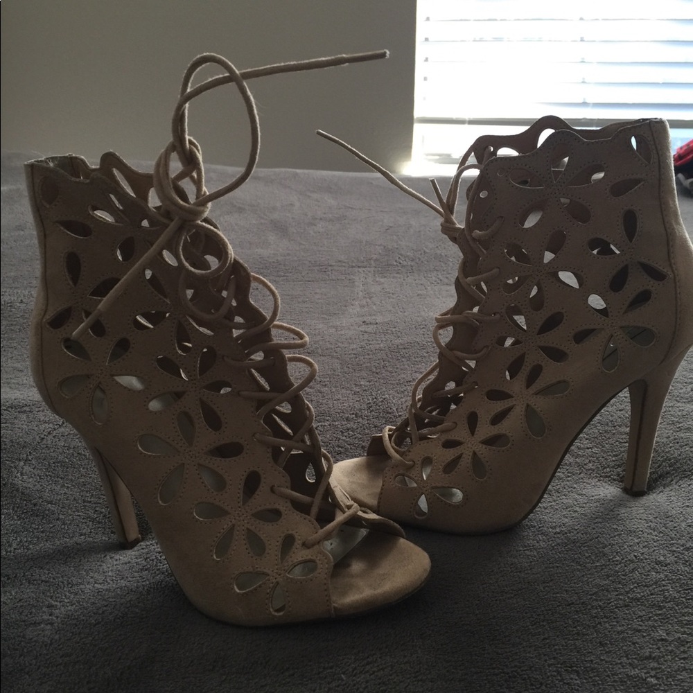 Aldo Nude Lace Up Heels
